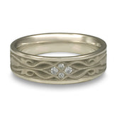 Narrow Tulip Braid Wedding Ring with Diamonds in 14K White Gold